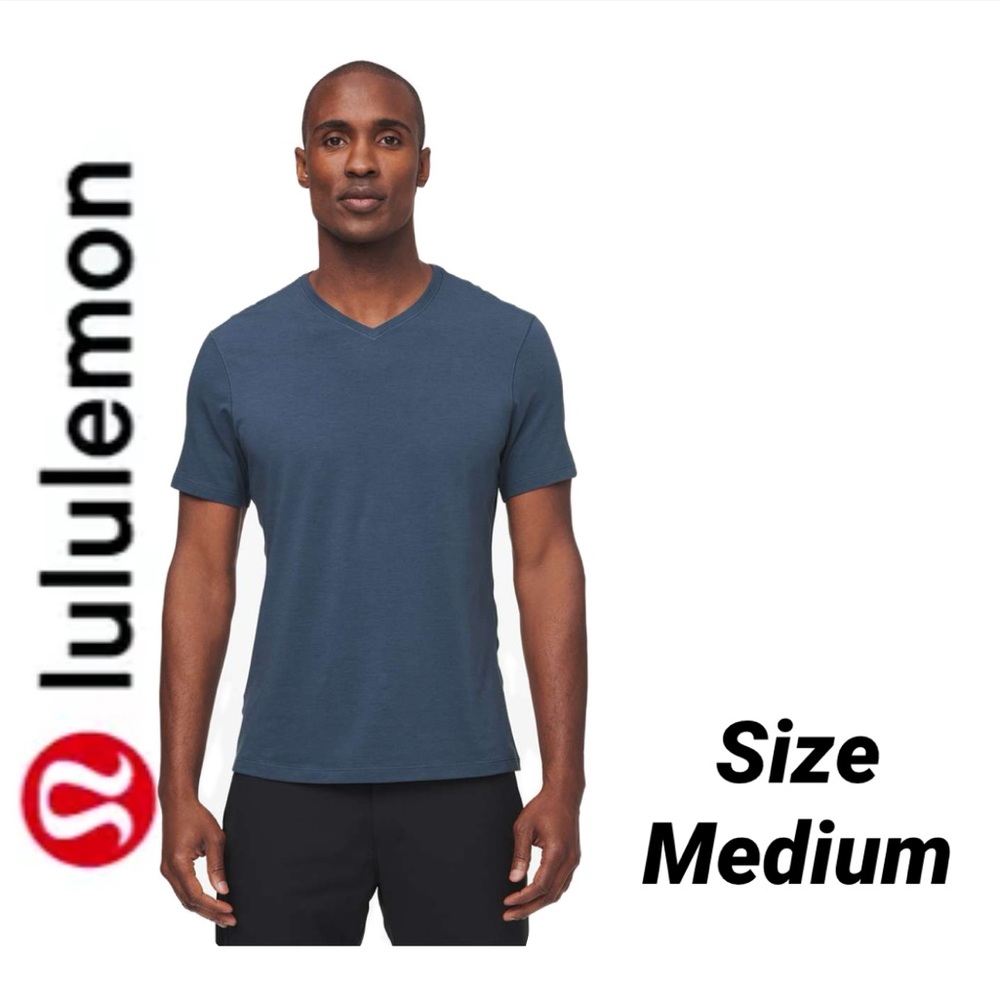 LULULEMON 5 YEAR BASIC V NECK T-SHIRT CODE BLUE